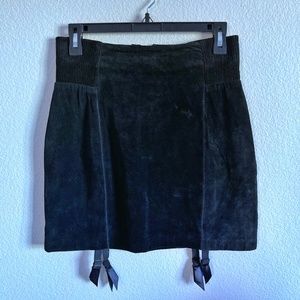 Vintage H&M Divided Exclusive Black Suede Garter Skirt- Size 8